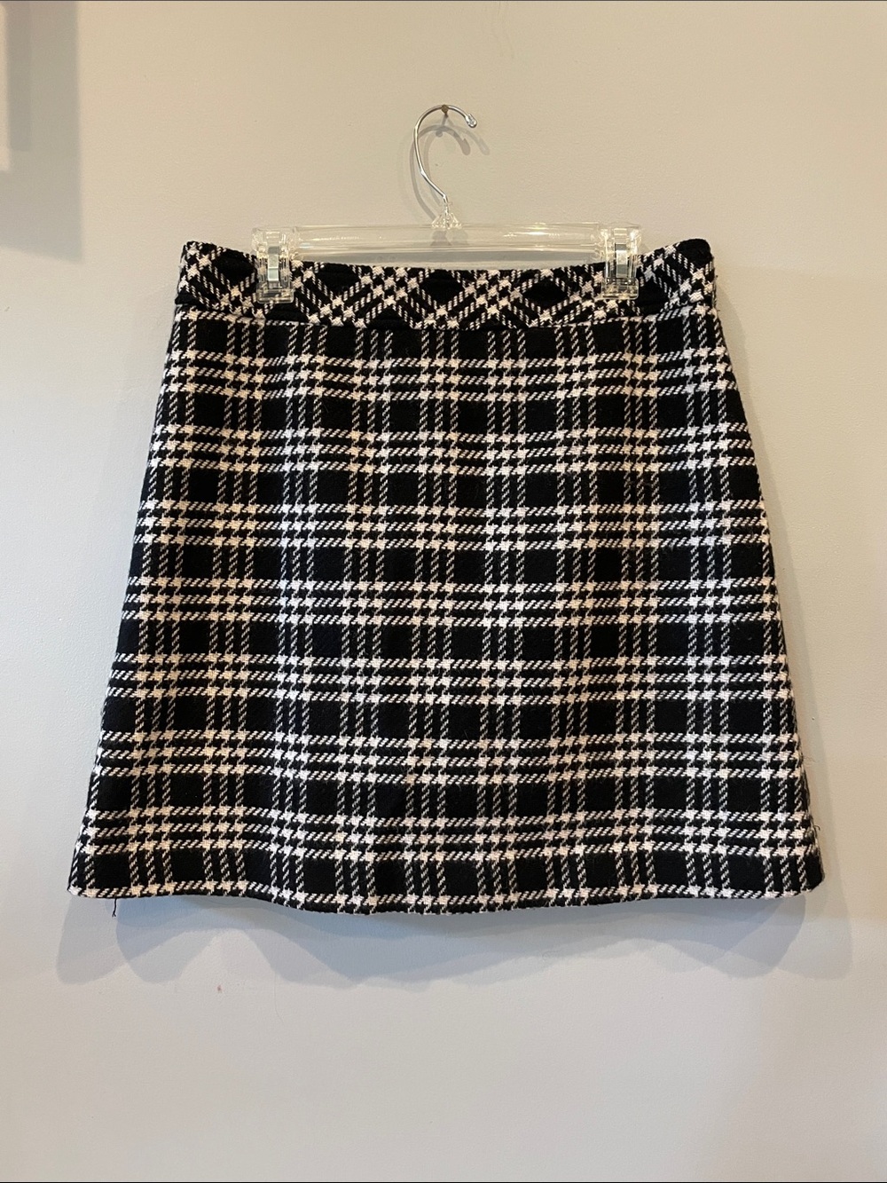 J. Crew Black and White Plaid Midi Skirt